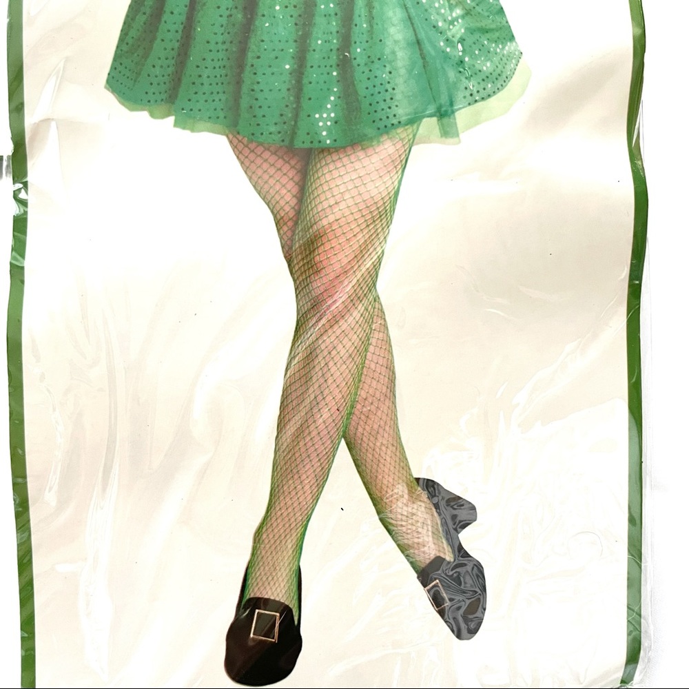 Green fishnet pantyhose stockings